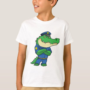 Krokodil als Polizeibeamter mit einheitlicher T-Shirt