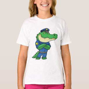 Krokodil als Polizeibeamter mit einheitlicher T-Shirt