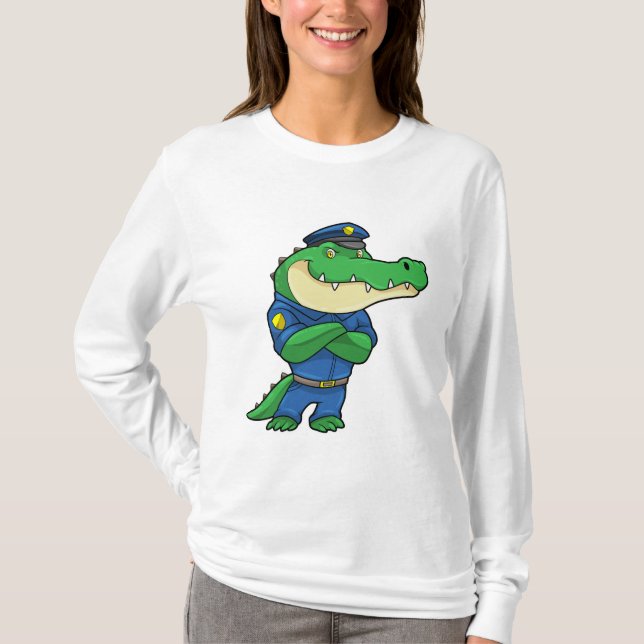 Krokodil als Polizeibeamter mit einheitlicher T-Shirt (Vorderseite)