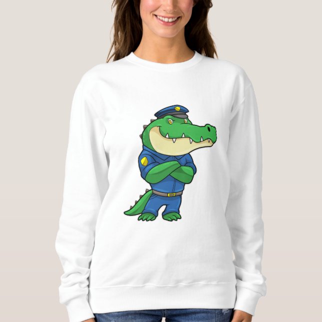 Krokodil als Polizeibeamter mit Polizeiuniform Sweatshirt (Vorderseite)
