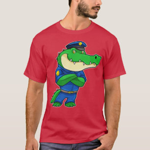 Krokodil als Polizeibeamter mit Polizeiuniform T-Shirt