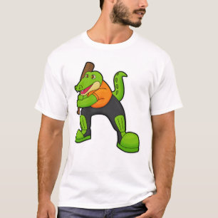Krokodil am Cricket mit Cricket-Schläger T-Shirt