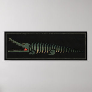Krokodil - Antiquariatsbuch-Illustration Poster