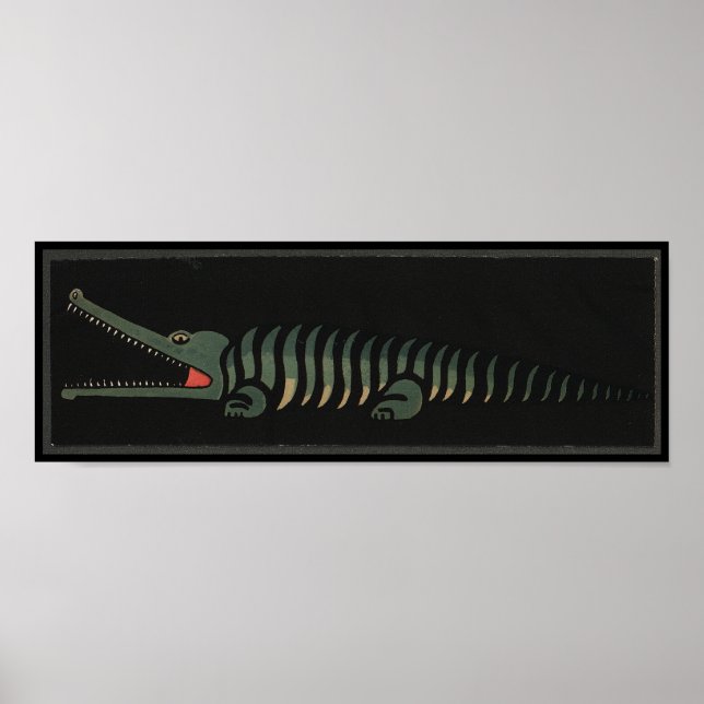 Krokodil - Antiquariatsbuch-Illustration Poster (Vorne)