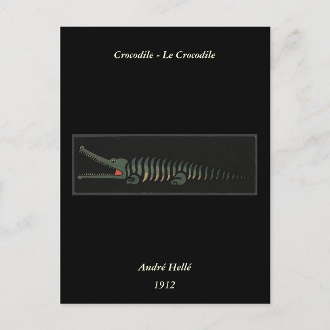 Krokodil - Antiquariatsbuch-Illustration Postkarte (Vorderseite)