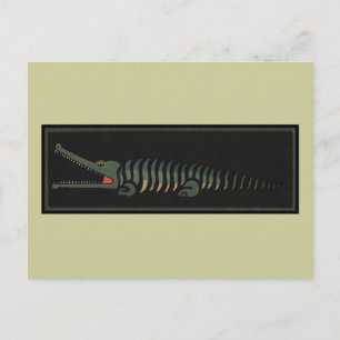 Krokodil - Antiquarische farbenfrohe Buchillustrat Postkarte