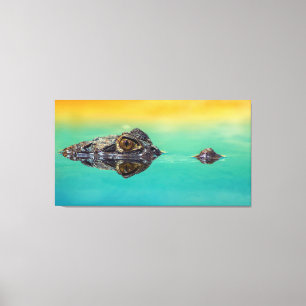 Krokodil auf dem Körper des Wassers Leinwand druck