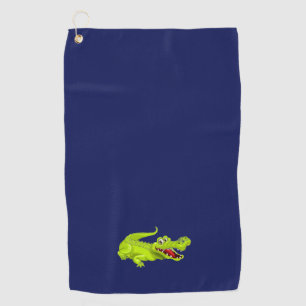 Krokodil auf Marineblau Golfhandtuch