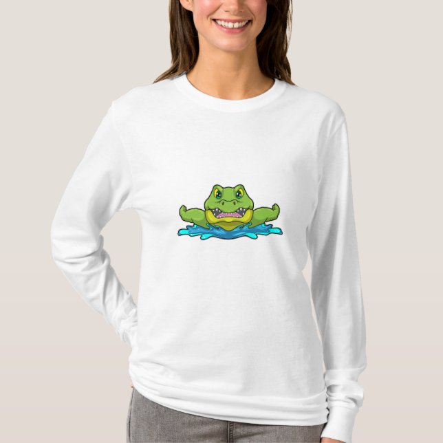 Krokodil beim Schwimmen im Wasser T-Shirt (Vorderseite)