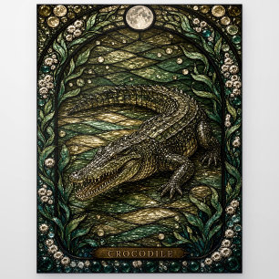 Krokodil Gezeitenfluss Illumina Bleiglas Postkarte
