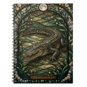Krokodil Gezeitenfluss Illumina Buntglas Notizblock