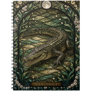 Krokodil Gezeitenfluss Illumina Buntglas Notizblock