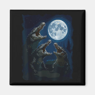 Krokodil heult am Mond Wildtiere Krokodile Magnet