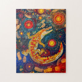Krokodil im aborigines Dot Art Stil Puzzle