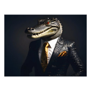 Krokodil im Anzug Fotodruck