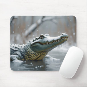 Krokodil im Schnee Mousepad
