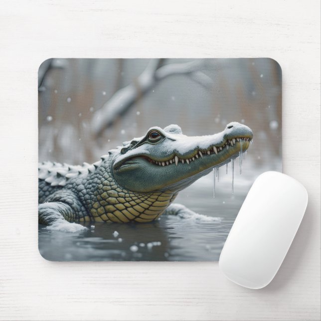 Krokodil im Schnee Mousepad (Mit Mouse)