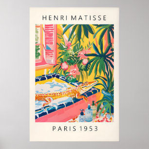 Krokodil in der Badewanne Druck lustiges rosa Bade Poster