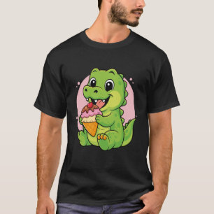 Krokodil isst Eiscreme-Grafik Jungen Mädchen Kroko T-Shirt