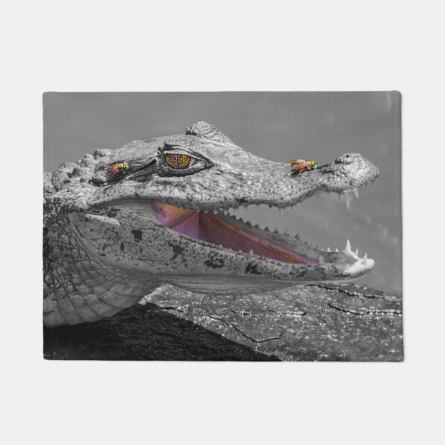 Krokodil lächelnd in Tortuguero - Costa Rica Fußmatte (Vorderseite)