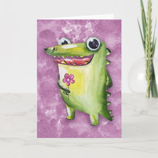 Krokodil lächelt karte (Vorderseite)