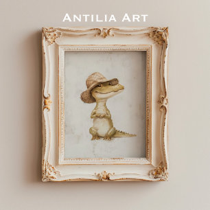 Krokodil Malerei Alligator Reptil Wildes Tier Poster