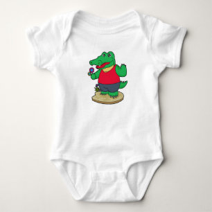 Krokodil mit Blume Baby Strampler