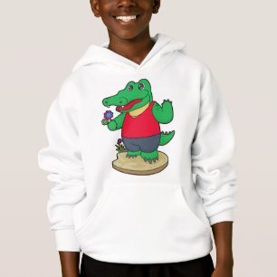 Krokodil mit Blume Hoodie