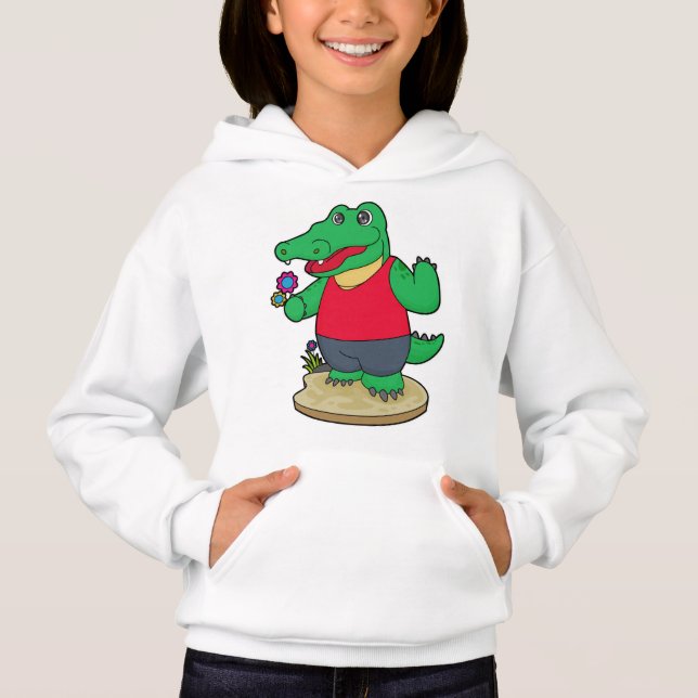Krokodil mit Blume Hoodie (Vorderseite)