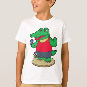 Krokodil mit Blume T-Shirt