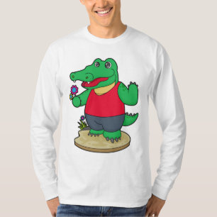 Krokodil mit Blume T-Shirt