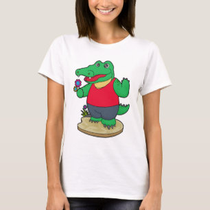 Krokodil mit Blume T-Shirt