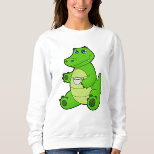 Krokodil mit Kaffee-Cup Sweatshirt