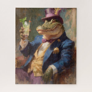 Krokodil mit Mojito Whimsical Victorian Bild Puzzle