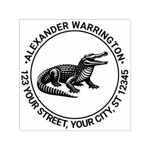 Krokodil mit offenem Mund Name Rücksendeadresse R Permastempel