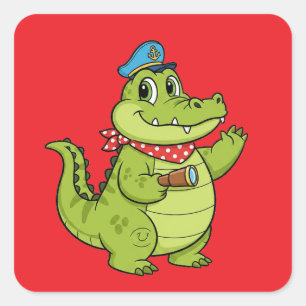 Krokodil Quadratischer Aufkleber