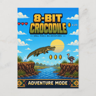 Krokodil, Retro-8-Bit-Pixelkunst Postkarte
