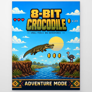 Krokodil, Retro-8-Bit-Pixelkunst Postkarte