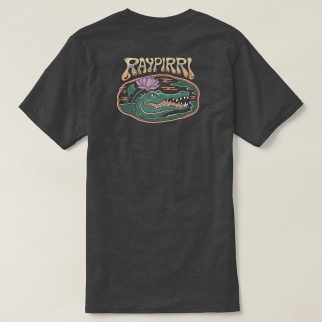 Krokodil und Lotus - Raypirri T-Shirt (Design Rückseite)