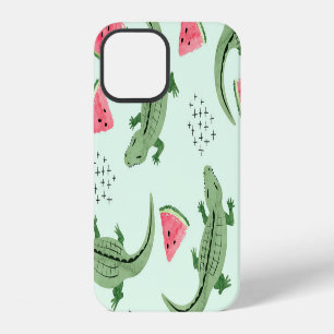Krokodil-Wassermelone, abstraktes Vintage-Muster. iPhone 12 Hülle