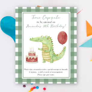 Krokodil-Zeitkapsel 1. Geburtstag geschlechtsneutr Poster