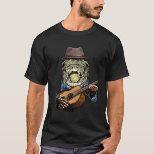 Krokodile Alligator spielt akustische Gitarre T-Shirt