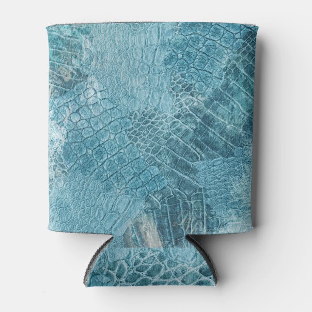 Krokodile Batik: Texturierte Stoffkunst Dosenkühler (Vorderseite)