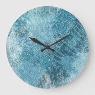 Krokodile Batik: Texturierte Stoffkunst Große Wanduhr
