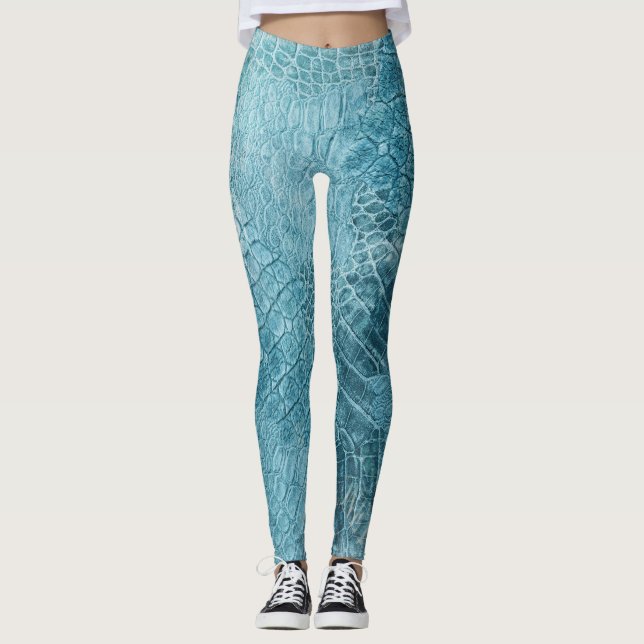 Krokodile Batik: Texturierte Stoffkunst Leggings (Vorderseite)
