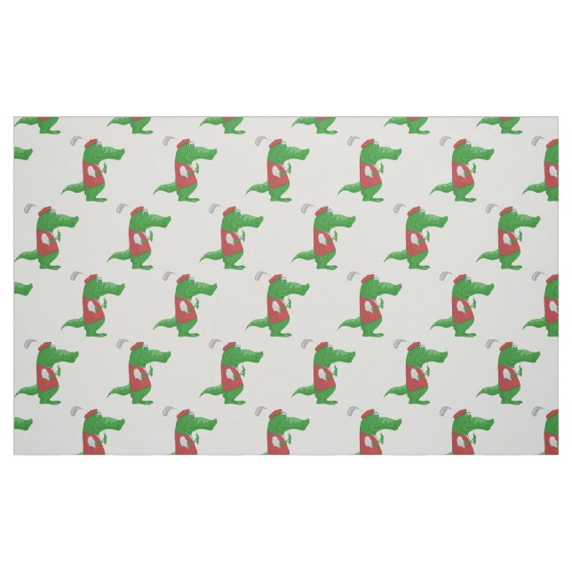 Krokodile beim Golfspielen Cartoon Stoff (Fat Quarter (45,7 x 55,9 cm))