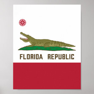 Krokodile der Alligator-Flagge in Florida Poster