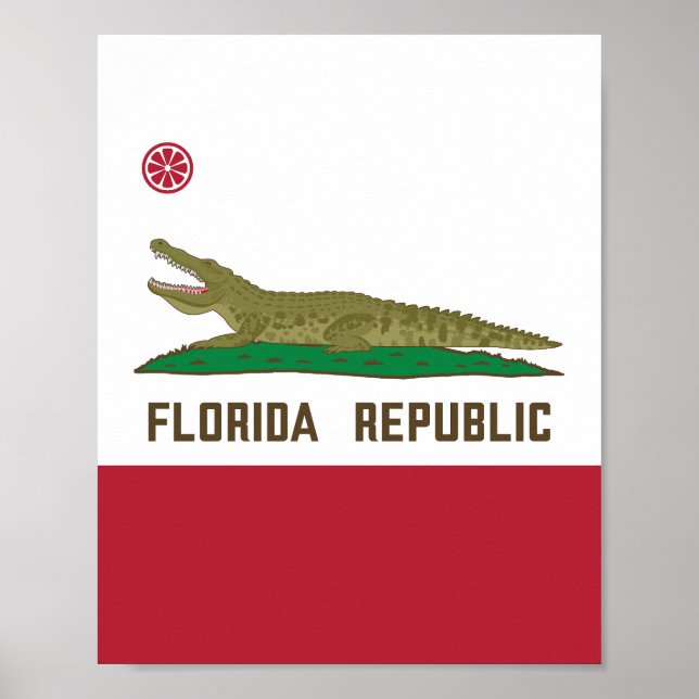 Krokodile der Alligator-Flagge in Florida Poster (Vorne)