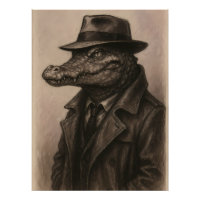 Krokodile-Detektiv in einem Grabenmantel und Fedor