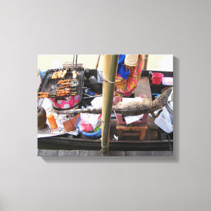 Krokodile Fleisch GRILLEN ... Thailand Street Food Leinwanddruck